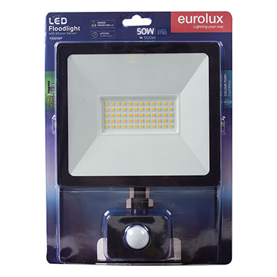 Eurolux LED 50W Floodlight Black with Sensor Blister in Electrical & Lighting,Lighting,Exterior Lighting