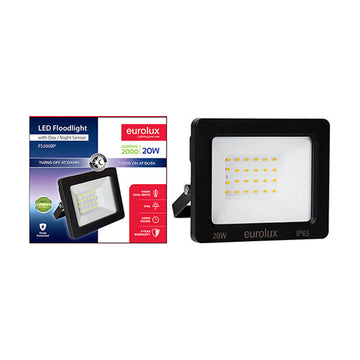 Eurolux LED 20w Floodlight Black with Day Night Sensor - image 01