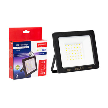 Eurolux LED 30w Floodlight Black with Day Night Sensor Box - image 01