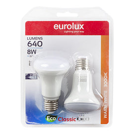 Eurolux LED Globe Reflector R63 Classic 8w E27 3000K Twin Pack Box N in Electrical & Lighting,Lighting,Globes & Tubes