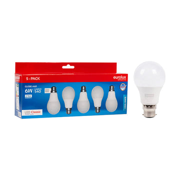 Eurolux LED Globe A60 Classic 6w B22 4000K 5 Pack N - image 01