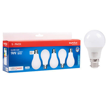 Eurolux LED Globe A60 Classic 9w B22 4000K 5 Pack N in Electrical & Lighting,Lighting,Globes & Tubes