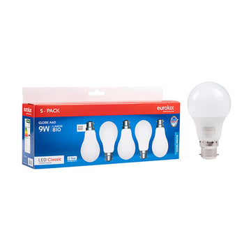 Eurolux LED Globe A60 Classic 9w B22 4000K 5 Pack N - image 01