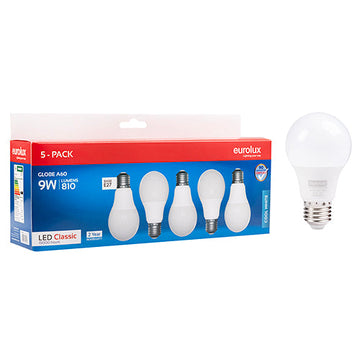 Eurolux LED Globe A60 Classic 9w E27 4000K 5 Pack N in Electrical & Lighting,Lighting,Globes & Tubes