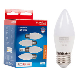 Eurolux LED Globe Candle Classic 5W E27 3000K 4 Pack N in Electrical & Lighting,Lighting,Globes & Tubes