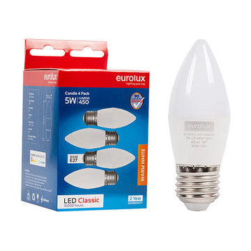 Eurolux LED Globe Candle Classic 5W E27 3000K 4 Pack N - image 01