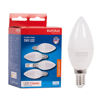Eurolux LED Globe Candle Classic 5W E14 3000K 4 Pack N - image 01