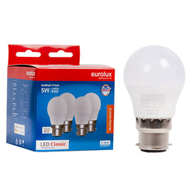 Eurolux LED Globe Golfball Classic 5W B22 3000K 4 Pack N in Electrical & Lighting,Lighting,Globes & Tubes