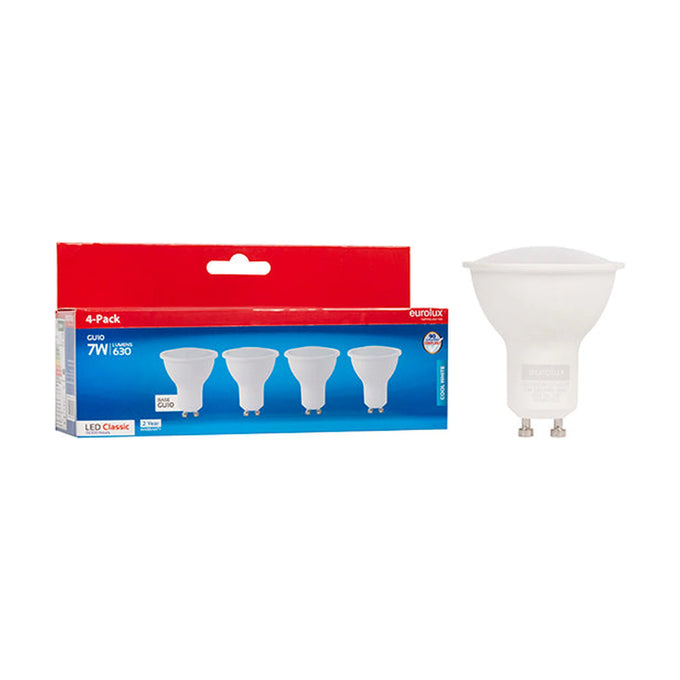 Eurolux LED GU10 Classic Frosted Lens 7w 4000K 4 Pack N - image 01
