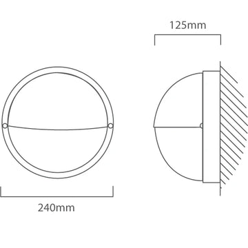 Eurolux Round Bulkhead Large Eyelid 240mm Black 1x100w - image 01
