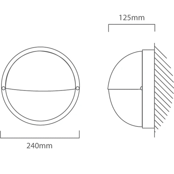 Eurolux Round Bulkhead Large Eyelid 240mm Black 1x100w - image 01