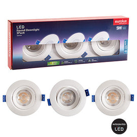 Eurolux Downlight Round LED 5W 4000K Non Dimmable 3 Pack in Electrical & Lighting,Lighting,Interior Lighting