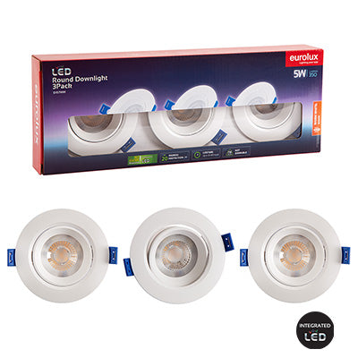 Eurolux Downlight Round LED 5W 3000K Non Dimmable 3 Pack in Electrical & Lighting,Lighting,Interior Lighting