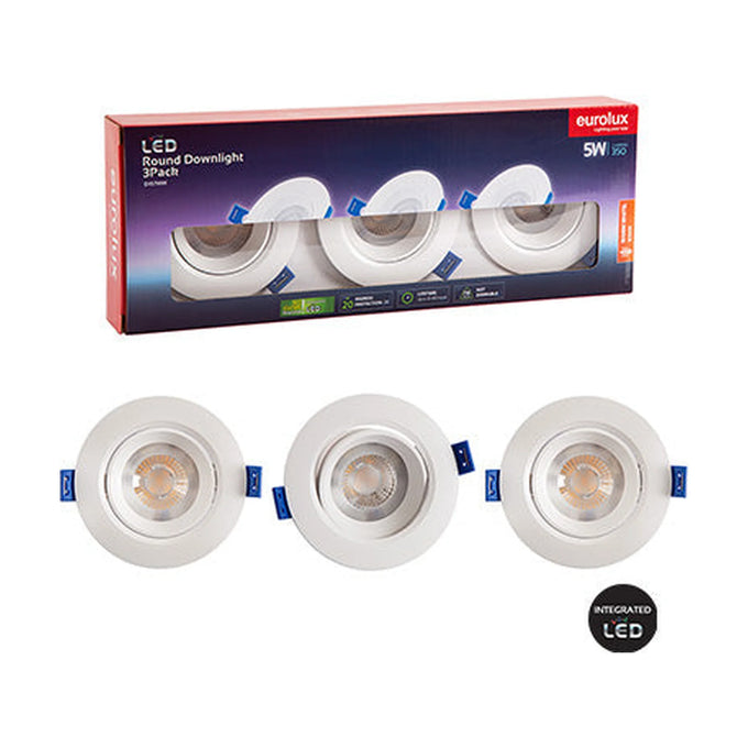 Eurolux Downlight Round LED 5W 3000K Non Dimmable 3 Pack - image 01