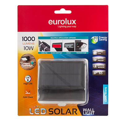 Eurolux Solar Wall Light Mars Black LED 10w Blister Pack in Electrical & Lighting,Lighting,Exterior Lighting