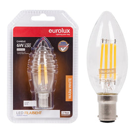 Eurolux LED Filament Globe Candle 6w B15 3000K Dimmable Blister N in Electrical & Lighting,Lighting,Globes & Tubes