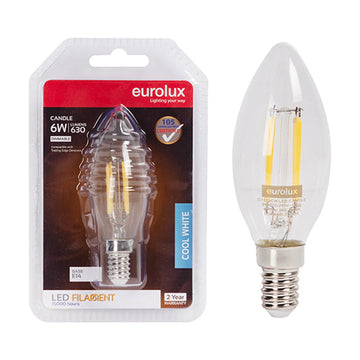 Eurolux LED Filament Globe Candle Clear 6w E14 4000K Dimmable N - image 01