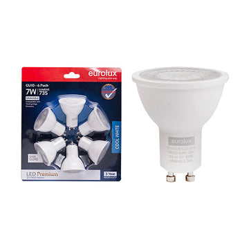 Eurolux LED GU10 Premium 7w 4000K Dimmable 6 Pack Blister N - image 01