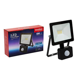 Eurolux LED 10w Floodlight Black 4000K with Sensor - Box in Electrical & Lighting,Lighting,Exterior Lighting