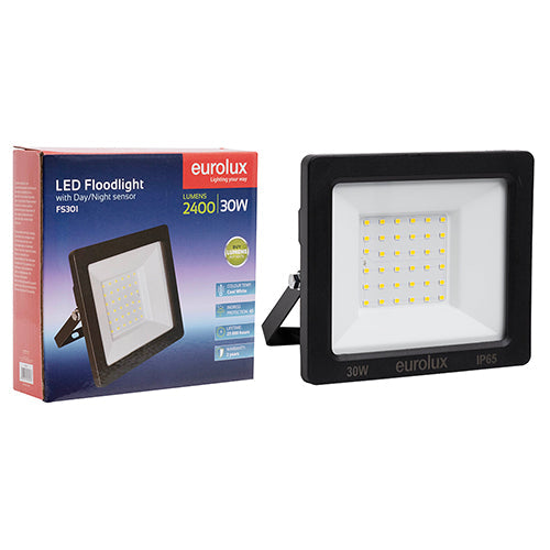 Eurolux LED 30W Floodlight Black with Day Night Sensor - Box in Electrical & Lighting,Lighting,Exterior Lighting