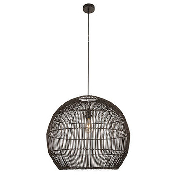 Eurolux Pendant Erna 600 BLK Black Woven Rattan E27 1x60w in Electrical & Lighting,Lighting,Interior Lighting