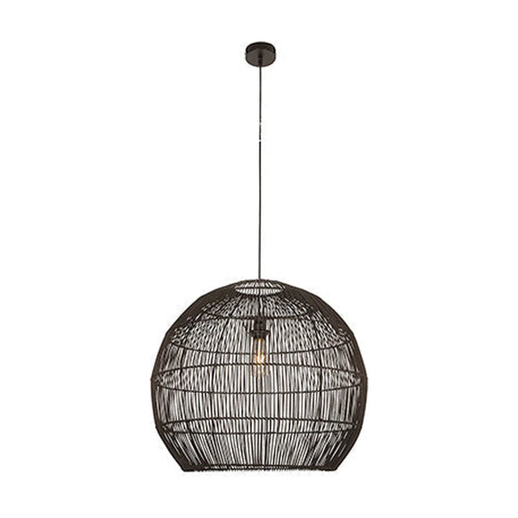 Eurolux Pendant Erna 600 BLK Black Woven Rattan E27 1x60w - image 01
