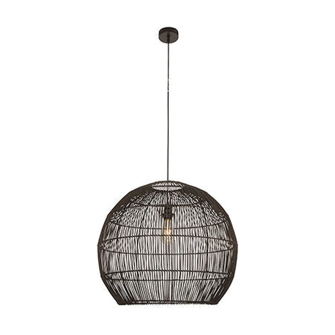 Eurolux Pendant Erna 600 BLK Black Woven Rattan E27 1x60w - image 01