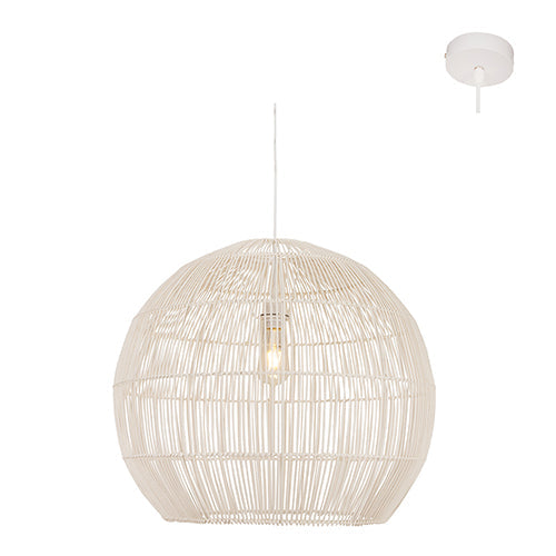 Eurolux Pendant Erna 600 WH White Woven Rattan E27 1x60w in Electrical & Lighting,Lighting,Interior Lighting