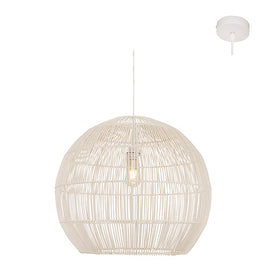 Eurolux Pendant Erna 600 WH White Woven Rattan E27 1x60w in Electrical & Lighting,Lighting,Interior Lighting