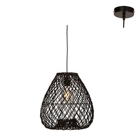 Eurolux Pendant Albert BLK Black Woven Rattan E27 1x60w in Electrical & Lighting,Lighting,Interior Lighting