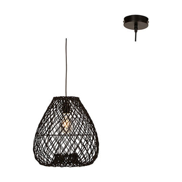 Eurolux Pendant Albert BLK Black Woven Rattan E27 1x60w - image 01