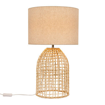 Eurolux Table Lamp Zanie NAL Nature Woven Rattan with Fabric Shade in Electrical & Lighting,Lighting,Interior Lighting