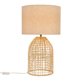 Eurolux Table Lamp Zanie NAL Nature Woven Rattan with Fabric Shade in Electrical & Lighting,Lighting,Interior Lighting