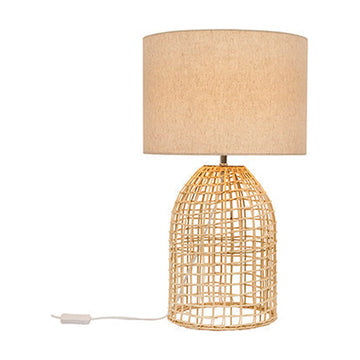 Eurolux Table Lamp Zanie NAL Nature Woven Rattan with Fabric Shade - image 01