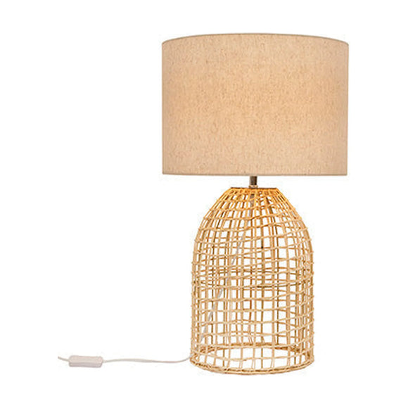 Eurolux Table Lamp Zanie NAL Nature Woven Rattan with Fabric Shade - image 01
