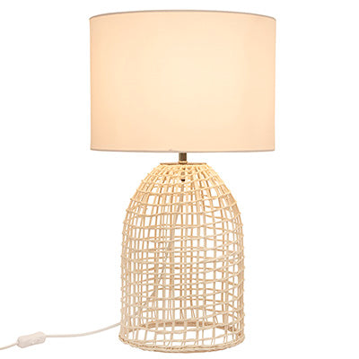 Eurolux Table Lamp Zanie WH White Woven Rattan with Fabric Shade in Electrical & Lighting,Lighting,Interior Lighting