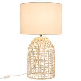Eurolux Table Lamp Zanie WH White Woven Rattan with Fabric Shade in Electrical & Lighting,Lighting,Interior Lighting