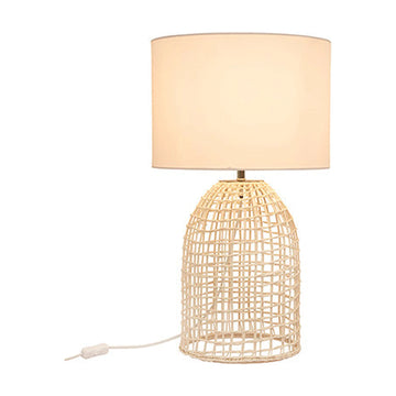 Eurolux Table Lamp Zanie WH White Woven Rattan with Fabric Shade - image 01