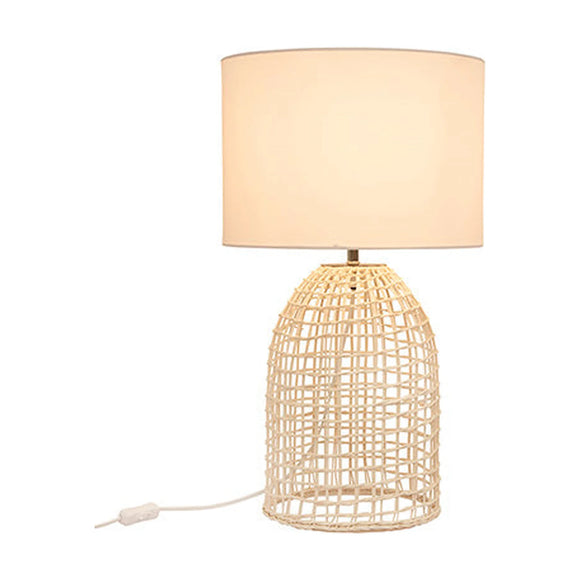 Eurolux Table Lamp Zanie WH White Woven Rattan with Fabric Shade - image 01
