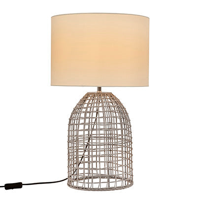 Eurolux Table Lamp Zanie G Grey Woven Rattan with Fabric Shade in Electrical & Lighting,Lighting,Interior Lighting