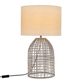 Eurolux Table Lamp Zanie G Grey Woven Rattan with Fabric Shade in Electrical & Lighting,Lighting,Interior Lighting