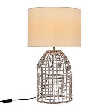 Eurolux Table Lamp Zanie G Grey Woven Rattan with Fabric Shade in Electrical & Lighting,Lighting,Interior Lighting