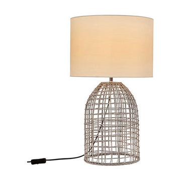 Eurolux Table Lamp Zanie G Grey Woven Rattan with Fabric Shade - image 01