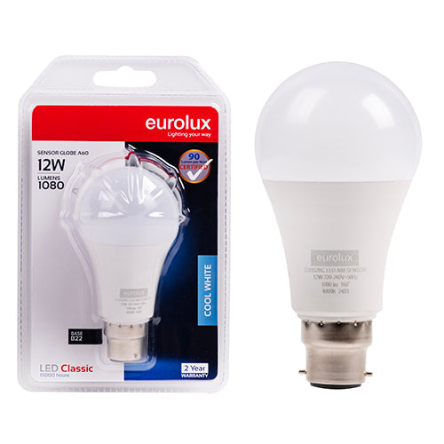 Eurolux LED Globe A60 Classic Day/Night Sensor 12w B22 4000K N in Electrical & Lighting,Lighting,Globes & Tubes
