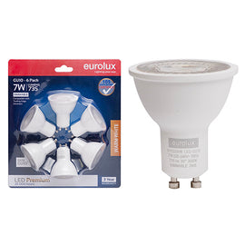 Eurolux LED GU10 Premium 7w 3000K Dimmable 6 Pack Blister N in Electrical & Lighting,Lighting,Globes & Tubes