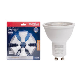 Eurolux LED GU10 Premium 7w 3000K Dimmable 6 Pack Blister N - image 01