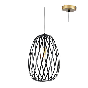 Eurolux Pendant Noir Elegance Medium Black & Gold E27 1x40w in Electrical & Lighting,Lighting,Interior Lighting