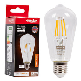 Eurolux LED Filament Globe Mini Pear 4w E27 3000K Dimmable in Electrical & Lighting,Lighting,Globes & Tubes
