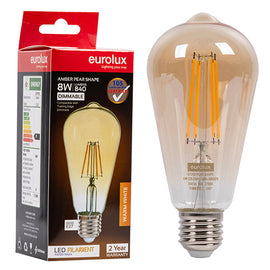 Eurolux LED Filament Globe Pear Amber 8w E27 2700K Dimmable in Electrical & Lighting,Lighting,Globes & Tubes