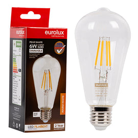 Eurolux LED Filament Globe Pear Nipple 6w E27 3000K Dimmable in Electrical & Lighting,Lighting,Globes & Tubes